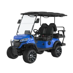 Nuevo modelo de carrito de golf eléctrico azul de doble suspensión independiente con freno de disco de cuatro ruedas