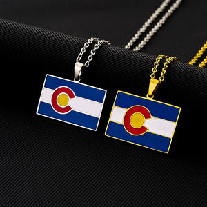Collar de cadena de acero inoxidable esmaltado Arizona Texas <span class=keywords><strong>Alabama</strong></span> Colorado <span class=keywords><strong>State</strong></span> colgante joyería no se decolora collares - Product Image 5
