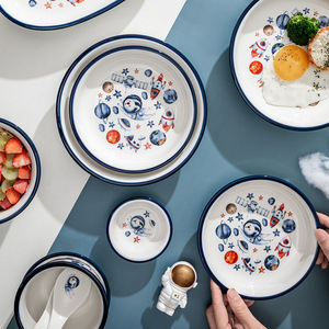 Vente en gros de vaisselle de l'espace astronaute lapin pour enfants thème fusée et planète - Product Image 4