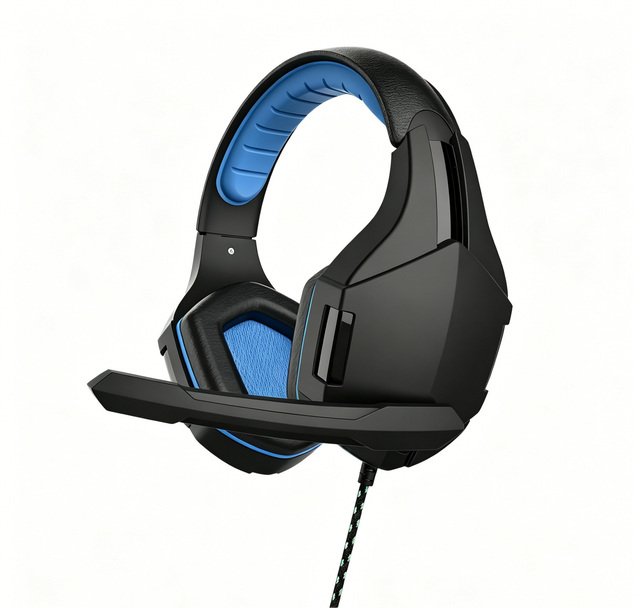 Over Ear Wired Gaming Headphones with 40mm Speaker & Adjustable Microphone, Dual 3.5mm USB TPE Cable with Volume Control