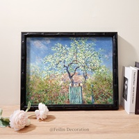 Peintures de paysages européens, fleurs, art mural vintage, cadre en bois, décoration murale de luxe pour mariage, toile, décoration intérieure