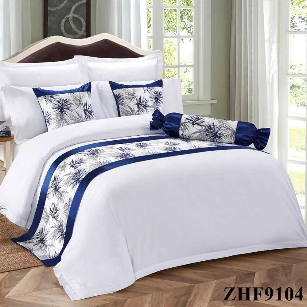 ชุดห้องนอนผ้าปูที่นอนชุดเครื่องนอนผ้าคอตตอนสำหรับ100% โรงแรม