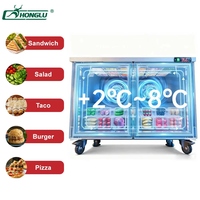 Équipement de cuisine commerciale, congélateur sous comptoir en acier inoxydable, vitrine alimentaire, bar à salades, réfrigérateur avec couvercle transparent
