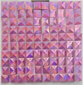 手掌49件装盒装婚礼装饰用品反光钻石透明网格框架粉色亮片墙板微光墙