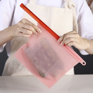 Bán Buôn Màu Hồng Tủ Đông Có Thể Giặt Tái Sử Dụng Ziplock Túi <span class=keywords><strong>Pouch</strong></span> 100% Silicone Thực Phẩm Lưu Trữ Túi - Product Image 6