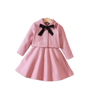Autumn Winter <strong>Girls</strong> Children O-Neck Polyester/Cotton Long Sleeve Bow <strong>Coat</strong> <strong>Dress</strong> Hat Fashion Suit Princess 3pcs-<strong>set</strong> - Product Image 1