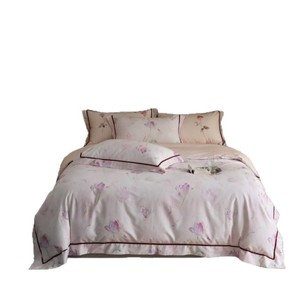 Parure de lit florale en coton à fibres longues, 100 pièces, housse de couette, drap, taie d'oreiller, usage domestique - Product Image 4