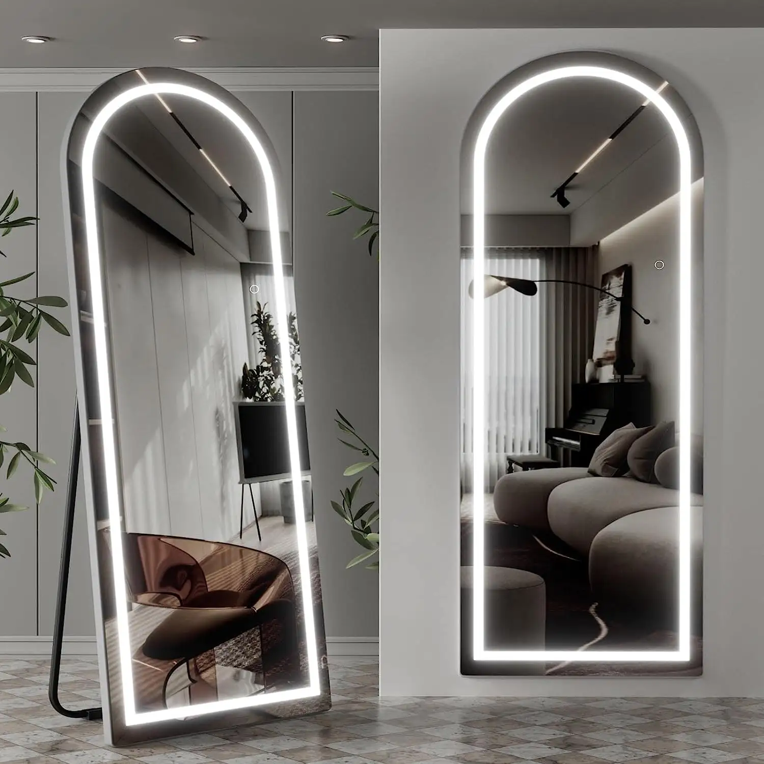 カスタム高級家の装飾大きな大きなアーチフルレングスメイクアップマウントウォールミラーメタルフレームスタンディングフロアミラーmiroir spiegel