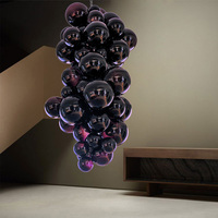 Diverses formes d'escalier d'hôtel et de villa Lampe à suspension moderne de luxe en verre soufflé à LED pour raisin Grand lustre Suspension pour hôtel