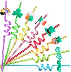 Wholesale Customized PVC Cartoon Green Set Straw Topper Charm Decoration with Logo Design Party Promotional Supplies