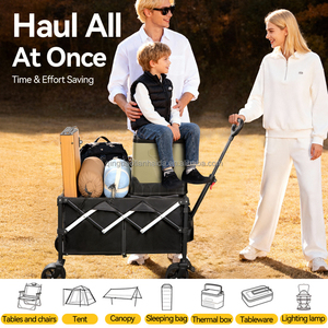 Chariots pliants robustes 220LBS avec roues, chariot de plage pliable portable pour les courses et les activités de plein air - Product Image 3