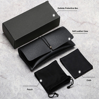 Étui en cuir PU souple avec logo personnalisé avec pochette et tissu pour lunettes de soleil, ensemble de lunettes de lecture optique