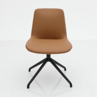 Chaise de bureau moderne sans accoudoirs avec siège pivotant en PU imperméable et structure en acier pour la maison, l'hôtel ou le bureau
