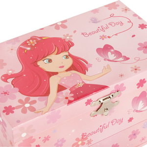Joyero de música de sirena rosa de 7 pulgadas de lujo Ever Bright, bonito regalo de madera para niñas HECHO DE MDF - Product Image 2