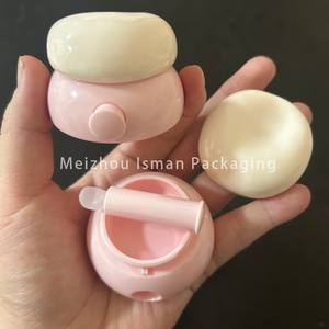 <span class=keywords><strong>ISMAN</strong></span> Stock 3g Mignon Rose Blanc Voyage Portable Baume À Lèvres Conteneur Lèvres Gommage MaskJar En Plastique Cosmétique Emballage avec Brosse - Product Image 3
