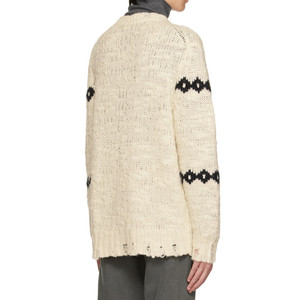 YF 2025 Custom Jacquard Men's Autumn Unisex Baggy Pullover Anti-Wrinkle <strong>Argyle</strong> Design 100% Cotton Breathable OEM Knitted <strong>Sweater</strong> - Product Image 2