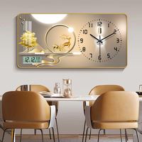 Horloge Murale Artistique Moderne de Luxe, Décoration de Restaurant, Cadre en Porcelaine Cristalline, Tableau Horloge Peinture, Horloge Murale Artistique