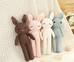 2021 personalizzato organico coniglietto bambino filato di cotone uncinetto giocattoli a mano all'uncinetto Kawaii animali di peluche peluche