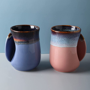 Tasse à café en grès personnalisable verte réactive <span class=keywords><strong>de</strong></span> style japonais <span class=keywords><strong>de</strong></span> 550ml avec poignée spéciale - Product Image 5