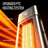 Calentador de Espacio PTC de 2000W con Humidificador, Calentador con Ventilador y Control Remoto, Calentamiento Rápido, Calentador Vertical Tipo Torre para Dormitorio y Sala de Estar