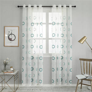 Cortinas de tela bordadas para dormitorio y Hotel, de poliéster azul geométrico, simplicidad nórdica, alta calidad y al mejor precio - Product Image 1