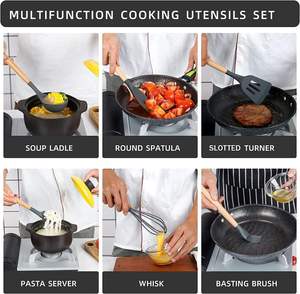 14pcs <b>Silicone</b> <b>Kitchen</b> Cooking <b>Utensils</b> Spatula Set Shovel Spoon Ladle Set With Handle <b>Kitchen</b> Tools - Product Image 4