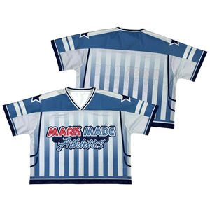 เสื้อฟุตบอลทรงบ็อกซี่แฟชั่น ดีไซน์แบบซับลิเมชั่น สั่งทำได้ ผ้าตาข่าย ทรงโอเวอร์ไซส์ แบบครอป สตรีทแวร์ - Product Image 1