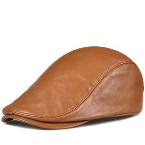 진짜 양가죽 남성용 겨울 조절 가능한 베레모 양가죽 가죽 플랫 캡 아이비 뉴스보이 모자 베레모 캐비 햇 - Product Image 3