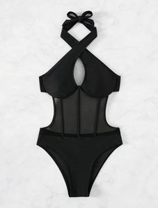 Body da donna senza maniche con scollo all'americana, in <span class=keywords><strong>rete</strong></span> trasparente, stile corsetto bustier, sexy, con cut-out, per acqua e bikini, tipo leotard e jumpsuit - Product Image 3