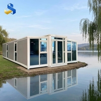 Maison Extensible 20/40 pieds, 2/3 Chambres, 1 Salon, Sanitaire Intégré, Isolée, Pliable pour Habitation Préfabriquée