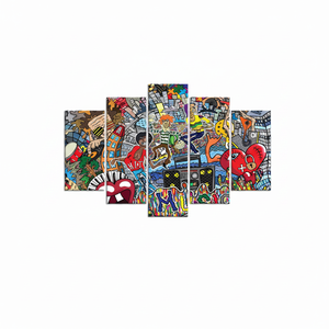 Lot de 5 tableaux muraux modernes imprimés style Art Déco graffiti, décorations artistiques à suspendre, modèles variés - Product Image 2