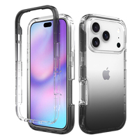 Coque de téléphone dégradée 2-en-1 en gros pour iPhone 14 15 16 Pro Max, protection intégrale aux couleurs contrastées, coque hybride anti-jaunissement