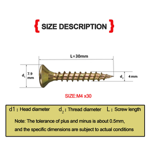 Viti Speciali Din7505 Zinctorx a Doppia <span class=keywords><strong>Testa</strong></span> Piatta 40mm, Viti per Truciolato 5x100 4.0 X 50 Mm - Product Image 5