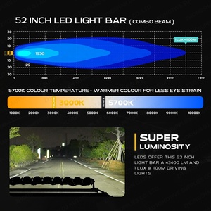 52 pouces <span class=keywords><strong>12V</strong></span> Bar Light 4x4 Étanche Jaune Linkable Modulaire Universel UTV Barre de Toit <span class=keywords><strong>Led</strong></span> Barre Lumineuse Hors Route DRL pour SUV Voiture jeep - Product Image 6
