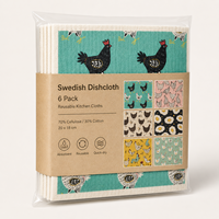 Emballage personnalisé, chiffon à vaisselle suédois biodégradable, éponge en cellulose naturelle 70/30 pour le nettoyage ménager