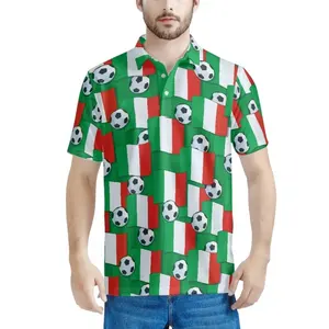 Individuell bedruckte Fußballverein-Team-Polo-Shirts Großhandel italienischer Flaggstil hochwertige Herren Milchseiden-Polo-Shirts