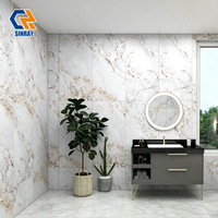 Carreaux de sol et de mur en porcelaine blanche de Carrare, finition brillante, design moderne, antibactériens, 600x1200mm, 9mm, surface brillante, pierre pour intérieur