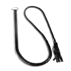 Látigo de cuero negro con anillo de hierro, recto, para juegos de coqueteo, juguetes sexuales BDSM para adultos, para atar el bigote, para pellizcar, equipo de bondage - Product Image 6