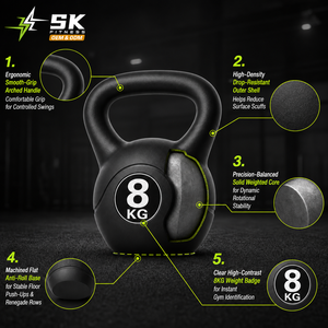 เคทเทิลเบลล์ SK-HL7 เคลือบ PE บรรจุคอนกรีต ด้ามจับกว้าง พร้อมสัญลักษณ์น้ำหนักแบบพิมพ์ สำหรับใช้ในบ้าน ยิม สตูดิโอ และคลับ - Product Image 3