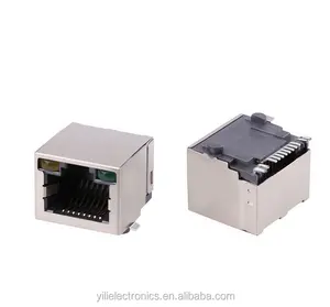 Conector hembra RJ45, SMT completo con LED sin conector magnético, venta directa de fábrica