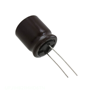 Distribuidor Autorizado de Condensadores CAP ALUM 820UF 20% 50V RADIAL TH 820 uF de Orificio Pasante UPJ1H821MHD6TN - Product Image 1