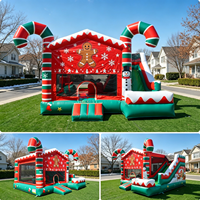 Château gonflable commercial en PVC pour Noël, combo château gonflable et structure de saut en forme de bonhomme en pain d'épices pour événements ou centres commerciaux