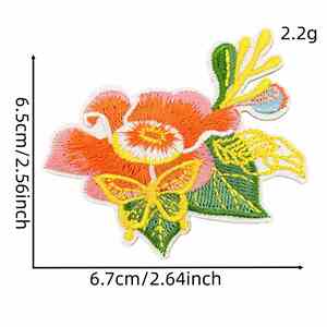 Nouvelle conception de patch brodé thermocollant, style frais, fleur, rose, papillon, appliqué pour chapeau, vêtements, coque de téléphone, décoration - Product Image 4