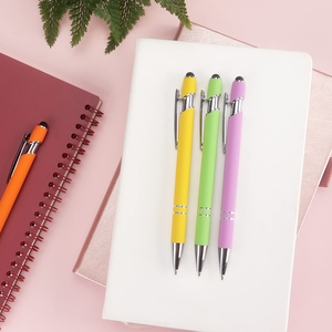 Stylo bille rétractable populaire à pointe de 1,0 mm, style professionnel 2-en-1, stylet en aluminium à écran tactile doux avec logo personnalisé - Product Image 3
