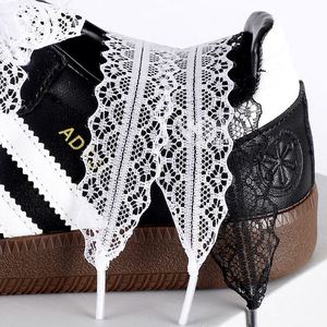 Cordones de Encaje Blancos y Negros al por Mayor, Cordones Huecos de Encaje, Cordones Planos de 3 cm de Ancho, Accesorios para Zapatos Deportivos de Niñas - Product Image 3
