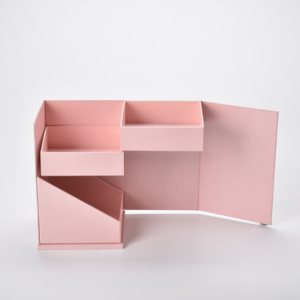 Boîtes de rangement et d'emballage cadeau pour bijoux avec fermeture magnétique rose personnalisée, joli design, boîte cosmétique rotative à 3 étages - Product Image 5