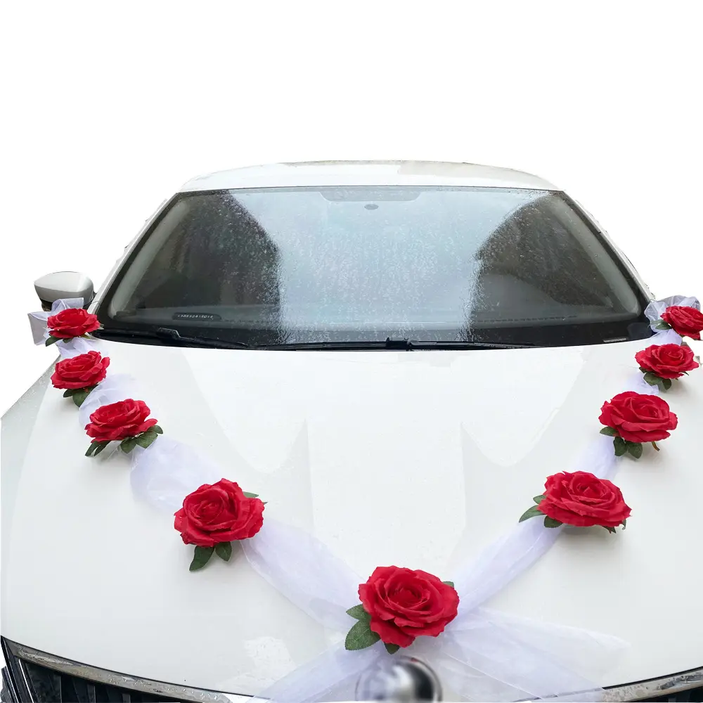 Свадебное украшение автомобиля Искусственные цветы оптом переднее украшение автомобиля искусственные цветы