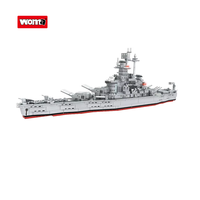 WOMA TOYS Décoration d'intérieur Cadeaux d'anniversaire pour garçons Modèle de bateau de guerre Maquette de navire de bataille Briques de construction de navires de bataille à collectionner