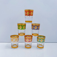 Nouveaux verres en verre marocain ensemble 6/12 pièces en relief or sculpture arabe tasses à eau verres à thé