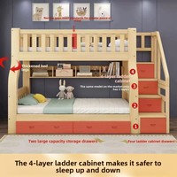 Lit superposé double style minimaliste en bois massif pour adultes et enfants, idéal pour dortoir familial